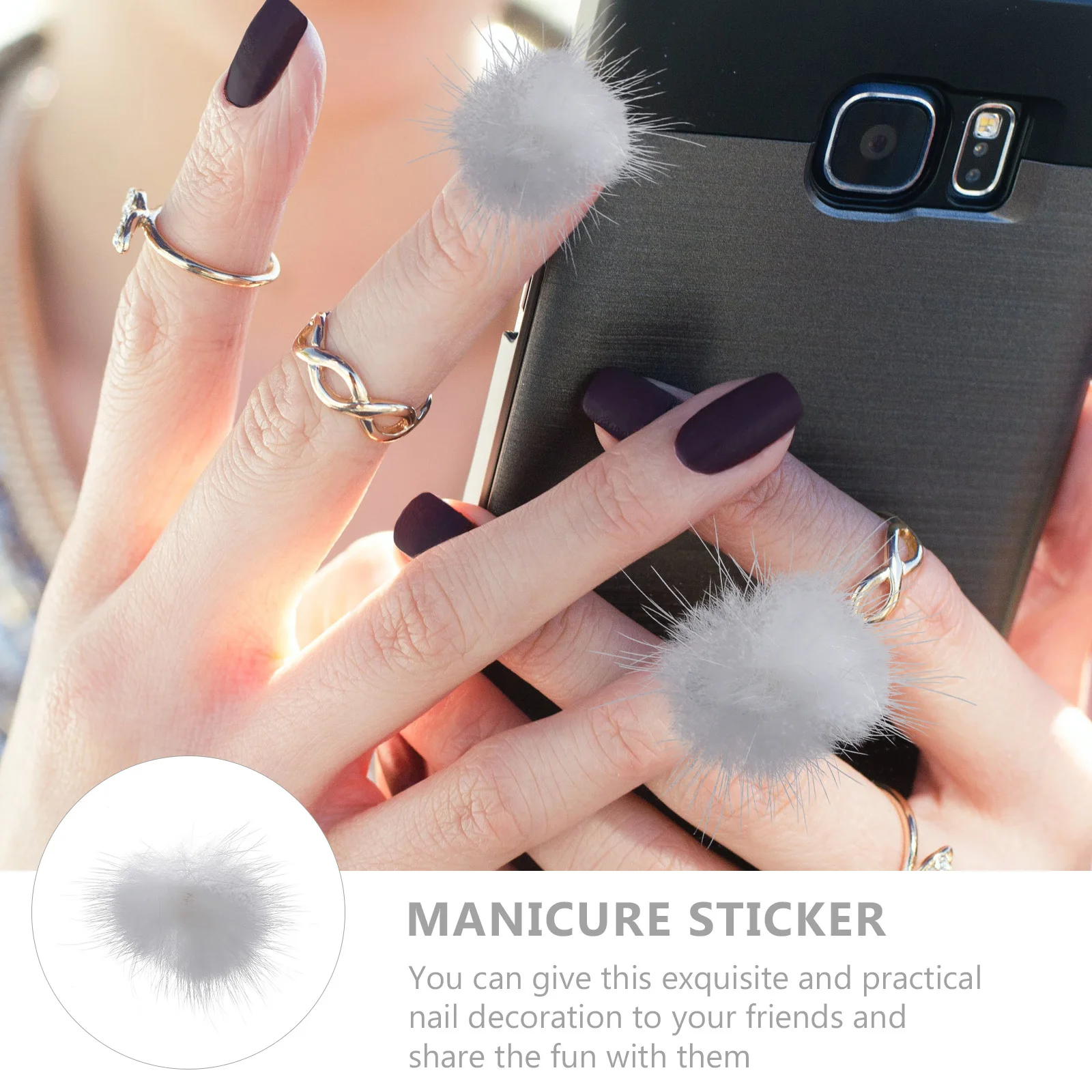 

6Pcs Nail Art Decorations Unique Pompom Style Manicure Sticker for Daily Wear Festival Gift Nail Art Decor Supplies