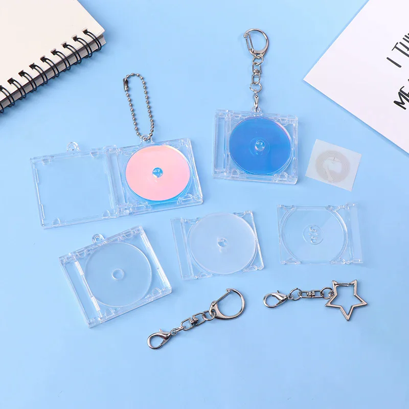 1 Set Peripheral Memorial Blank Album Mini NFC Function CD Box Keychain CD Player Shape Pendant DIY Backpack Charms