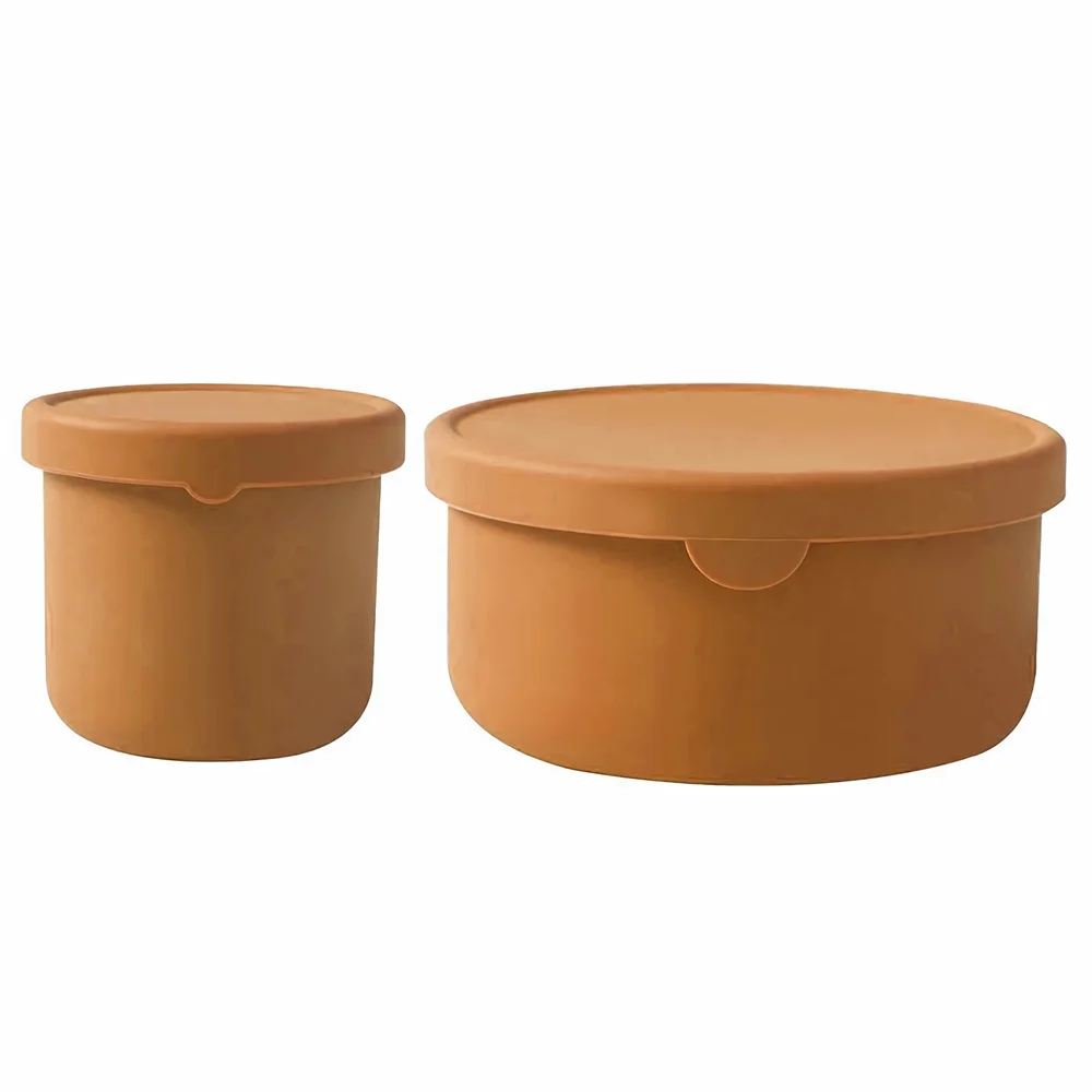 250/700ml Round Fresh-keeping Lunch Box Kitchen Silicone Bento Box with Lid Vegetable Salad Food Storage Fresh Bowl