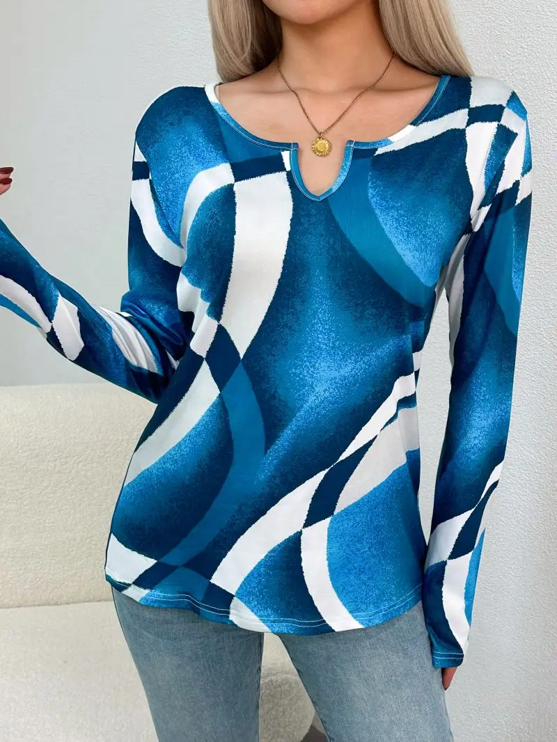 Minimally designed small open neck long sleeved women's shirt, soft and skin friendly, versatile for casual wear, with a base la