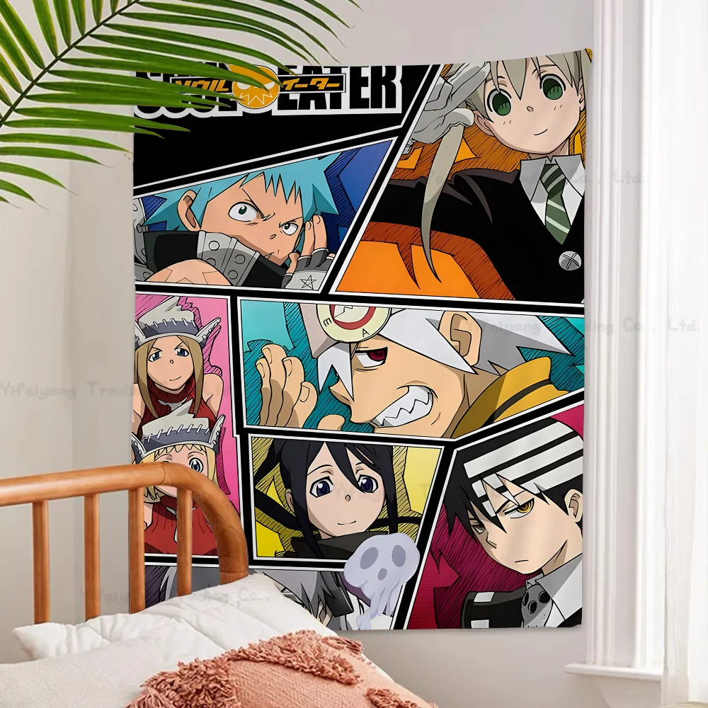 Classic Anime Soul Eater Hanging Bohemian Tapestry Hanging Tarot Hippie Wall Rugs Dorm Home Decor