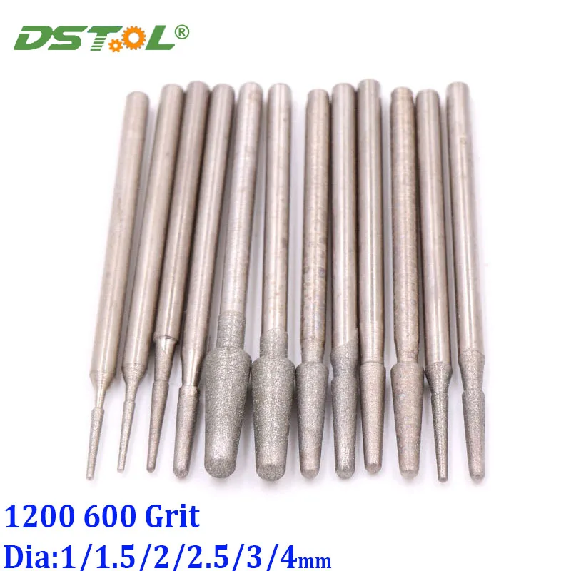 

Grit 600/1200 Diamond Grinding Head 1 1.5 2 2.5 3 4mm Rotary Drill Bits Burrs Metal Stone Jade Engraving Carving Tools B Needle