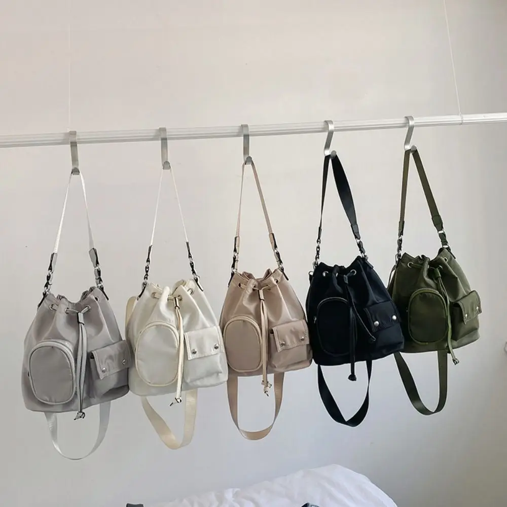 Large Capacity Crossbody Bags for Women Handbags Waterproof Nylon Shoulder Bags Drawstring Bucket Bag