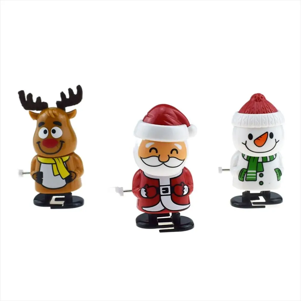 Série de natal brinquedos de corda papai noel brinquedos de salto relógio de natal dos desenhos animados shake cabeça papai noel andando boneca