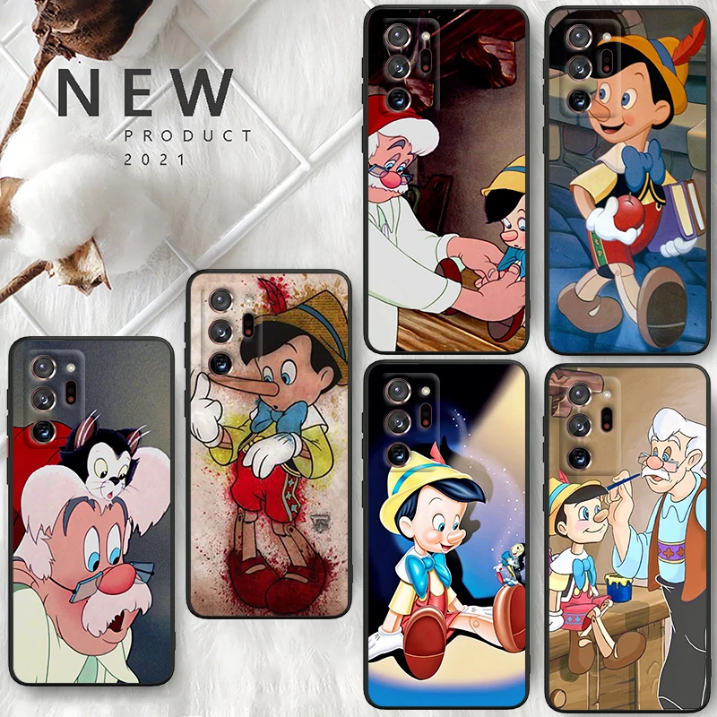 Disney Pinocchio For Samsung A55 A35 A25 A15 A14 A73 A53 A13 A05S A03S A02S A71 A52 A32 Black Soft Phone Case