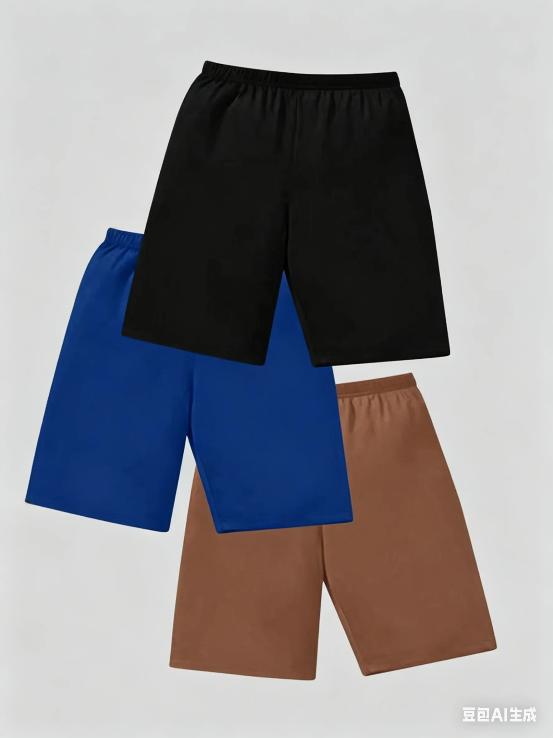 

Women's minimalist sporty casual three-color basic knit tight short pants, three-piece set