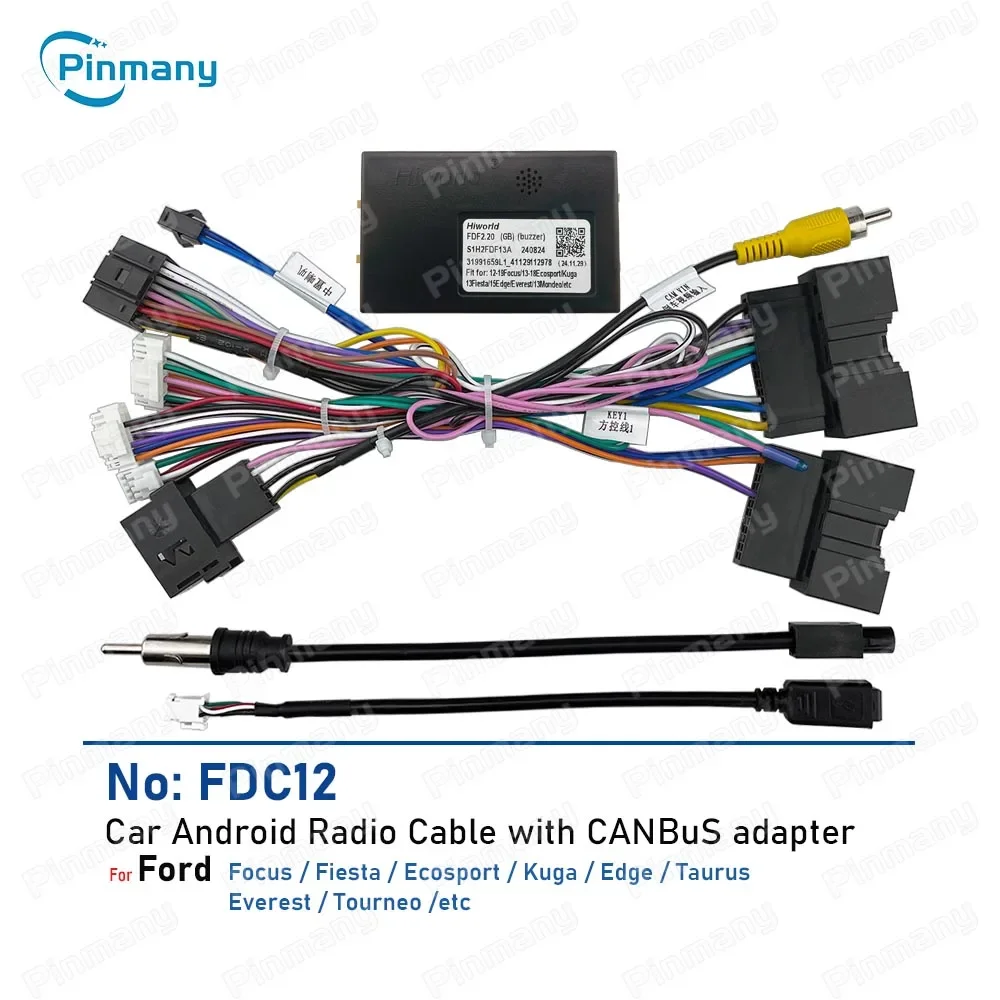 Cable de Radio para Auto, Adaptador de Cableado de Alimentación, Decodificador de Bus CAN FDC12 para Ford Focus, Fiesta, Ecosport, Kuga, Edge, Taurus, Everest, Tourneo