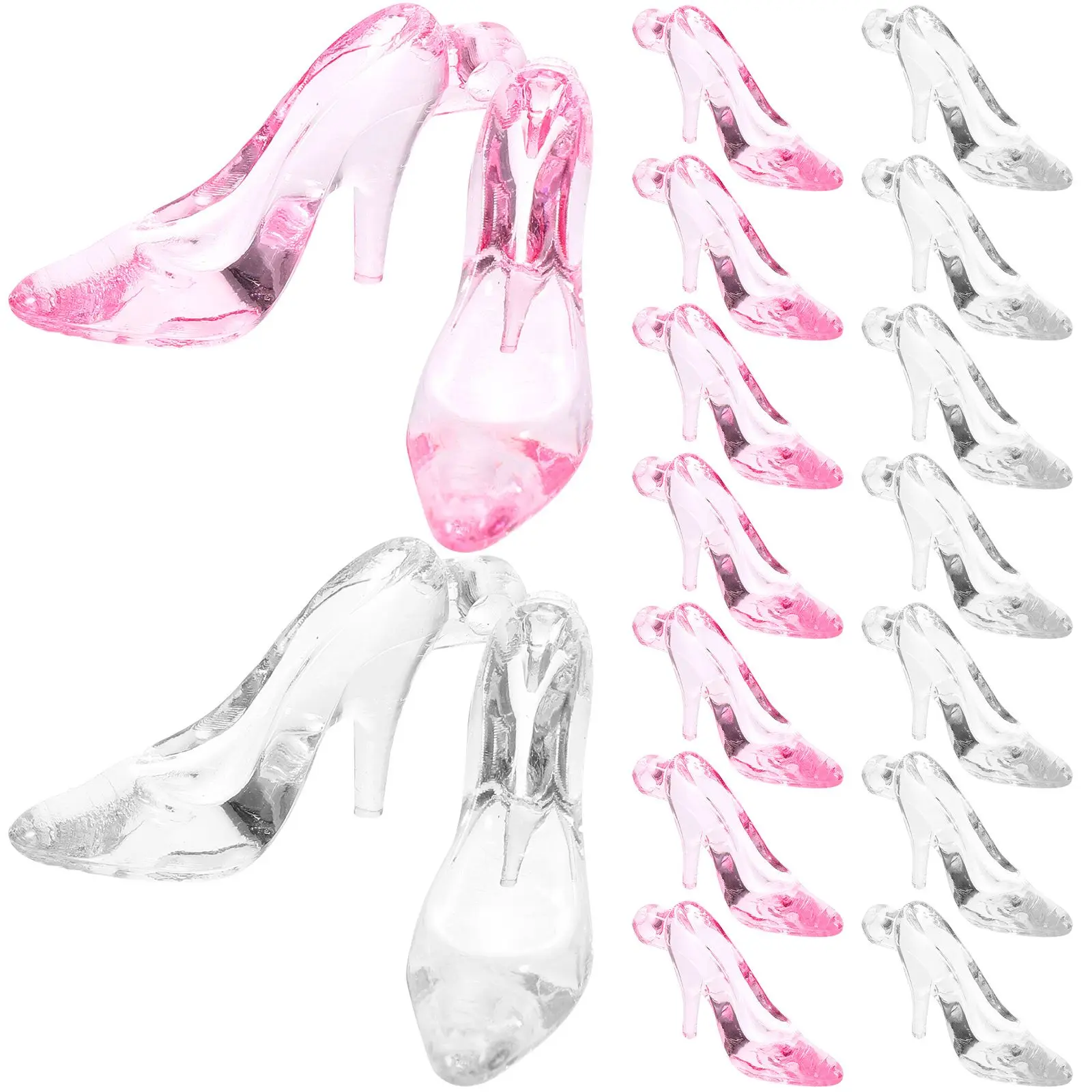 

96 Pcs High Heels Acrylic Transparent DIY Charms 24 Pink 24 White Pendant Jewelry Ornaments Baby Shower