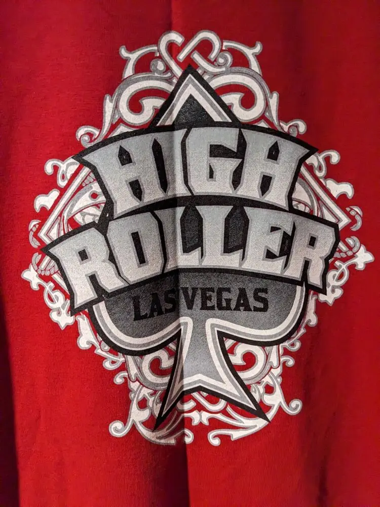 Vintage Y2K Las Vegas High Roller Casino Gambling Red Large T-Shirt