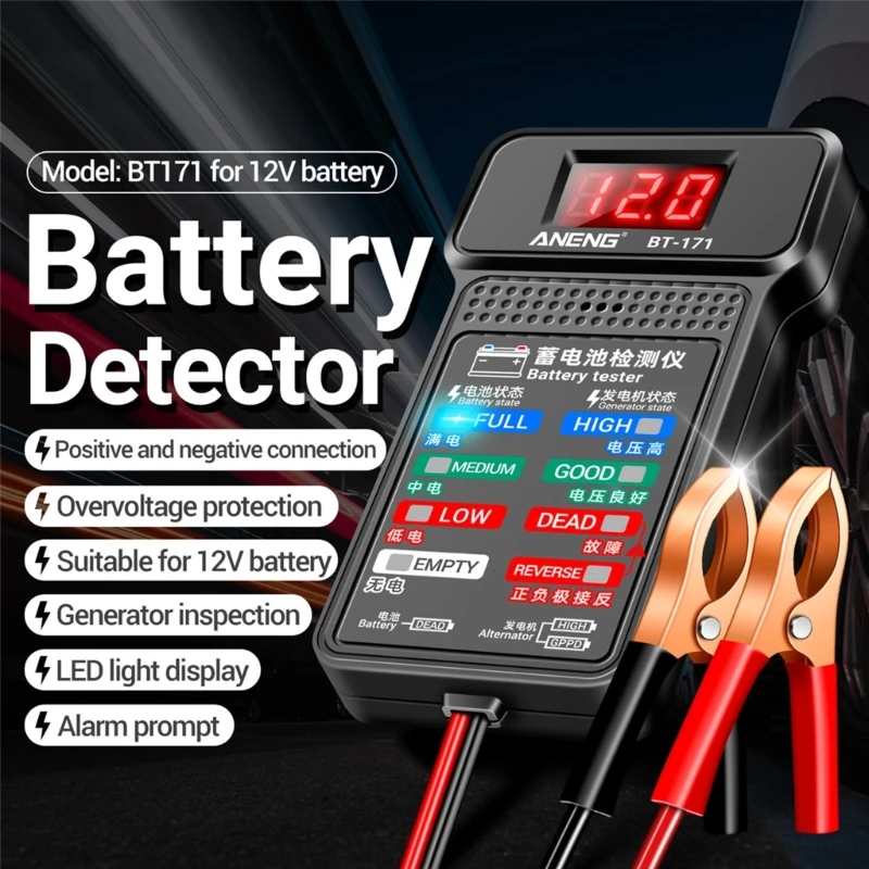 12V Car Battery Tester 100-2000CCA Battery Load Tester Auto Cranking and Charging System Battery Alternator Analyzer