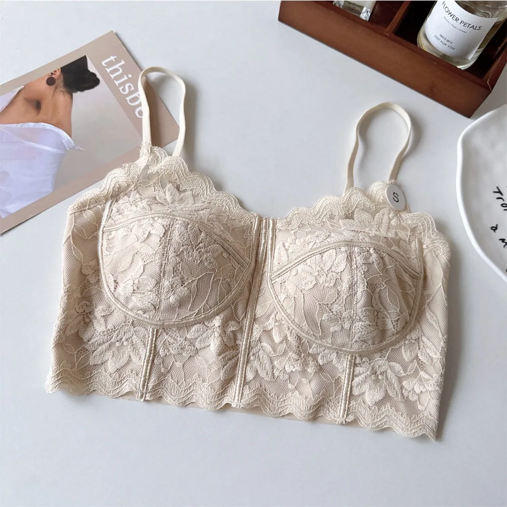 BANERDANNI Popular Women Strapless Lace Tube Top Wireless Bra Boning One Piece Fixed Cup Beauty Back Camisole Vest Summer Inner