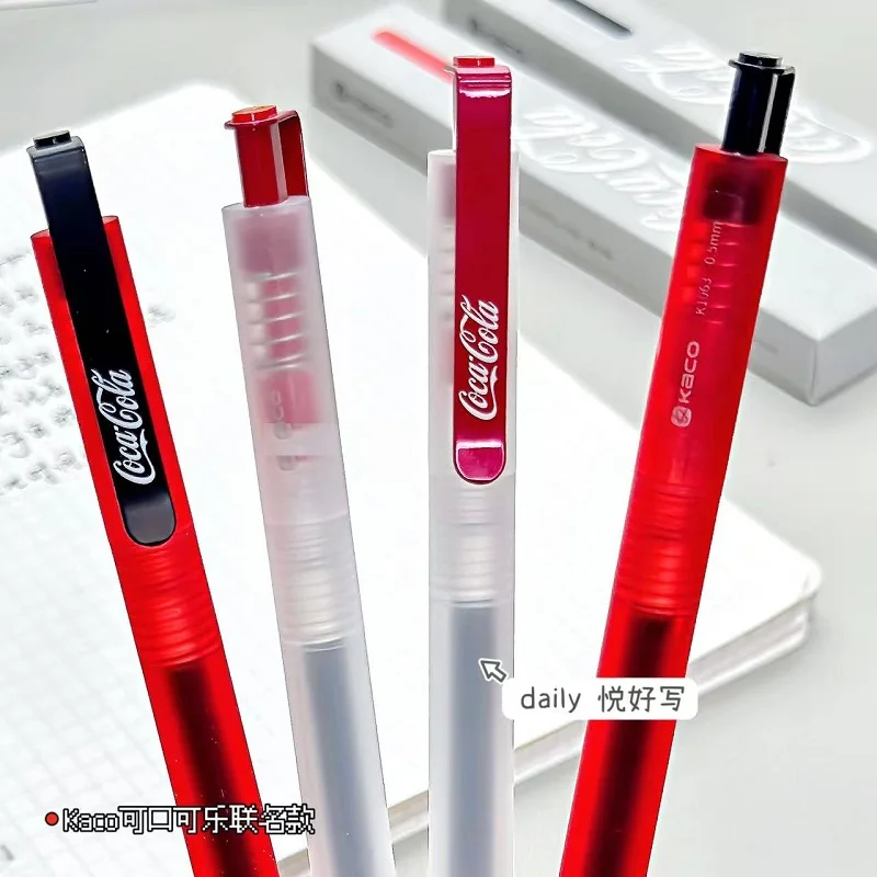 KACO Coca-Cola Co-Branding قابل للسحب هلام القلم شفاف متجمد برميل مشبك معدني التجفيف السريع السلس الكتابة توقيع الأقلام