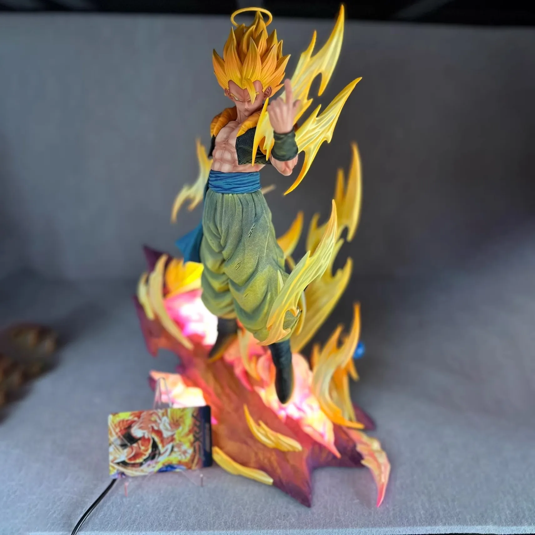 1/6 Dragon Ball Vegetto Gogeta Anime Figure Can Emit Light Peripheral Resin Statue Desktop Decorate Ornaments Birthday Gift Toys