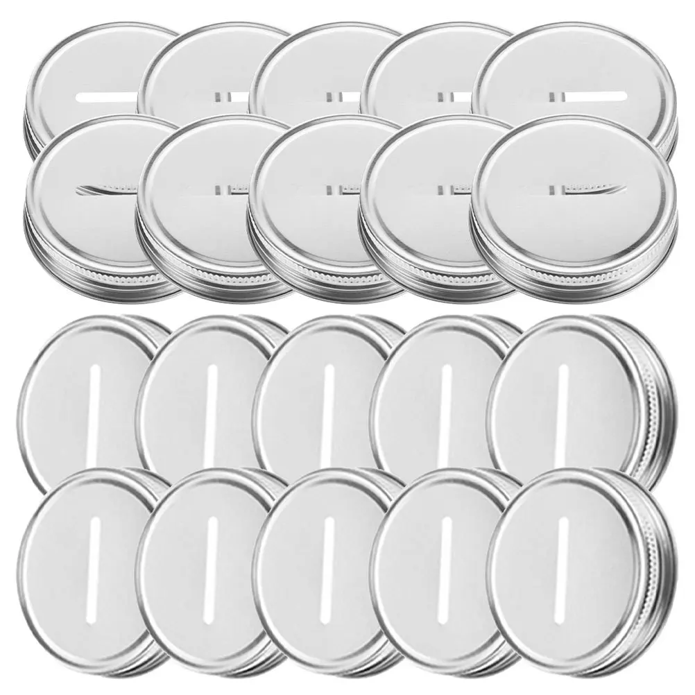 

24pcs Savings Jar Lid 70Mm Regular Mouth Metal Coin Bank Slot Cover For Mason Jar Piggy Bank Diy Project Durable Tinplate Cap