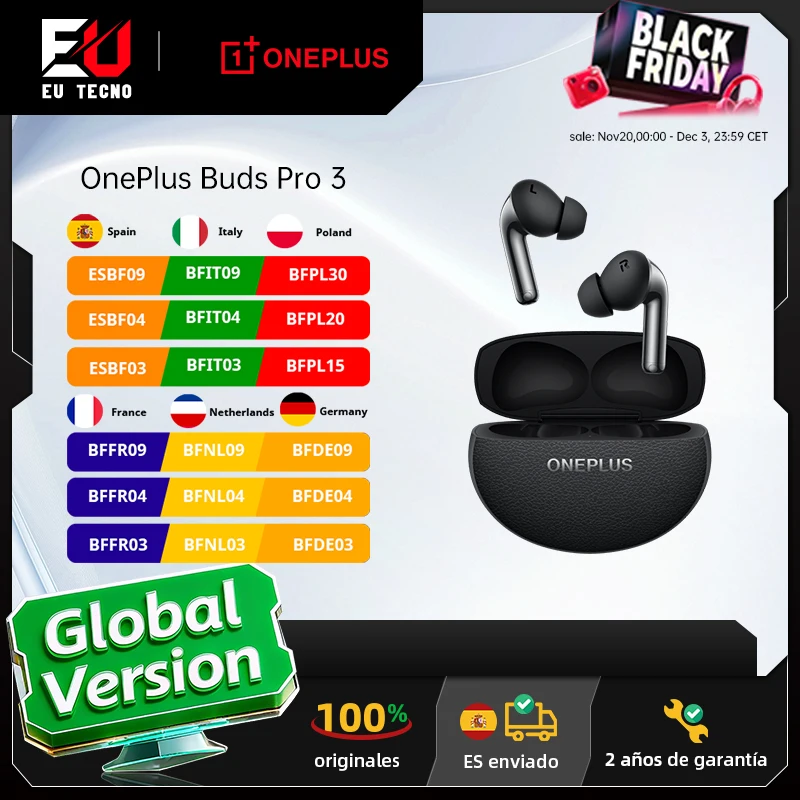 ecouteur bluetooth sans fil OnePlus Buds Pro 3 Version mondiale Jusqu'� 50 dB d'annulation du bruit Audio spatial avec suivi de la t�te Audio haute r�solution