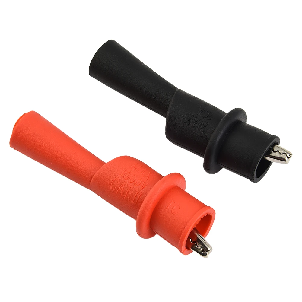 2pcs(1 Pair) Clip Wire Tips Test Clip Clamp Red+Black For Multi-Meter Tester AC DC 10A 1000V Multimeter Tool Accessories