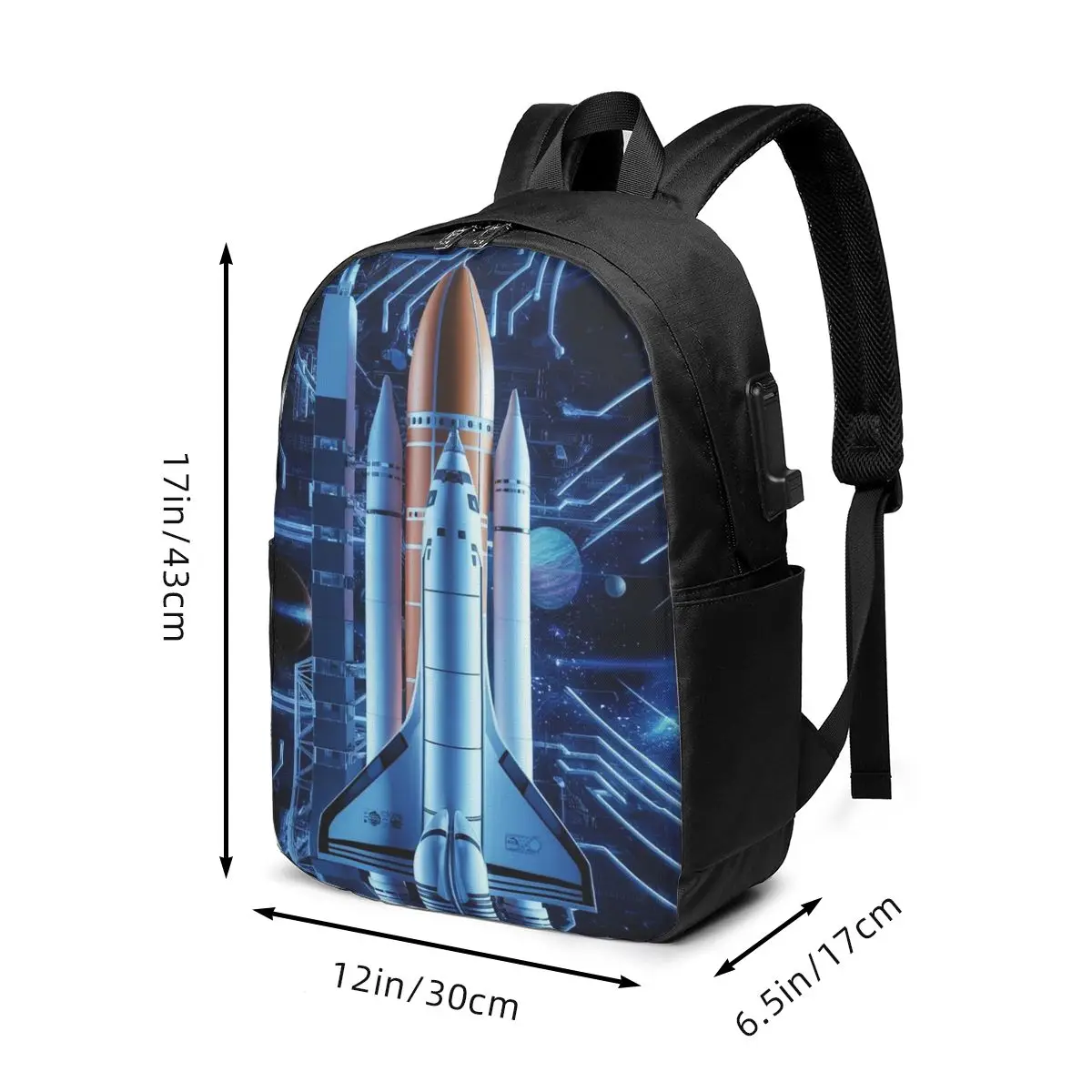 Space Shuttle Rocket Backpack Travel Notebook Bag Computer College Student School Bag Laptop Shoulder Bags for Men Women