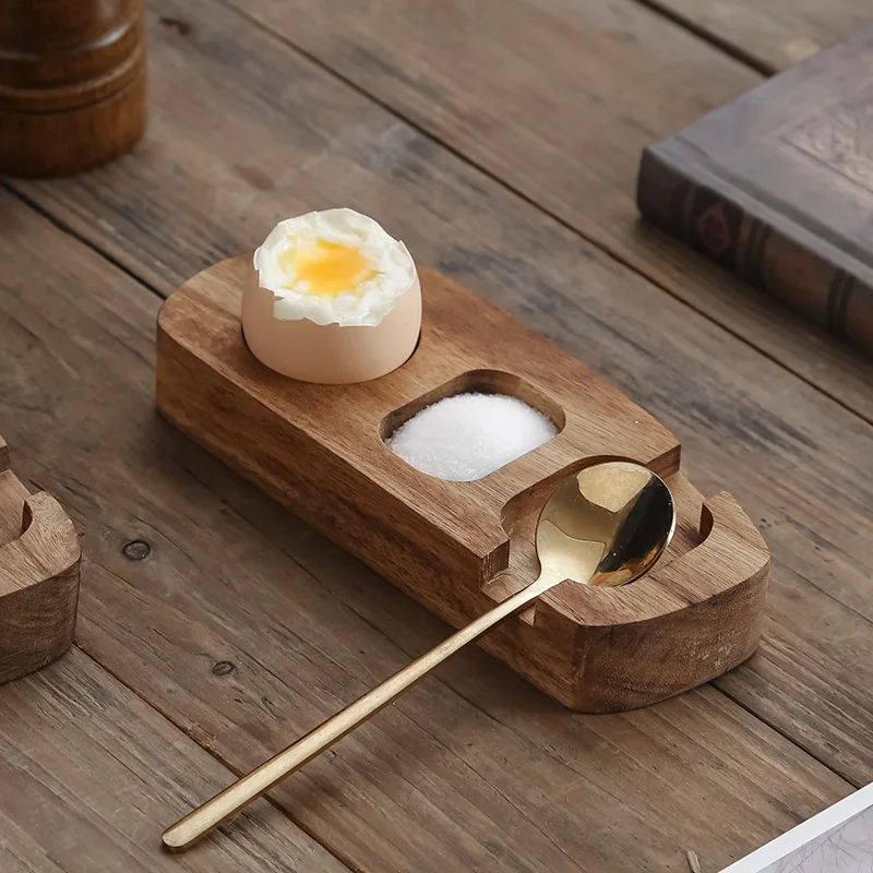 Acacia Wooden Egg Tray Kitchen Sturdy Holder Egg Shell Cup Punch Holders Cup Holder Stand Tool
