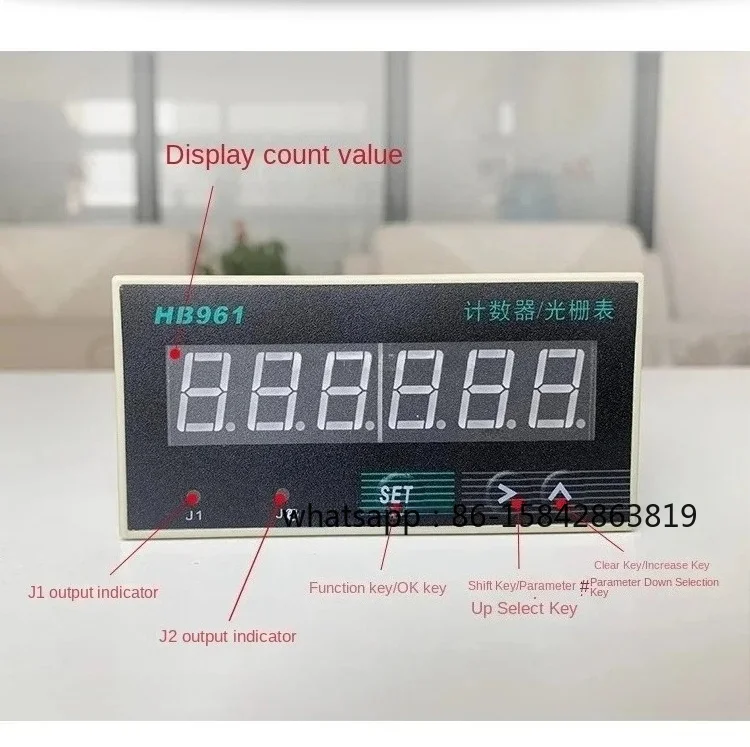 HB961 Electronic 6-digit Digital Display Intelligent Reversible Counter Meter Raster Table 2 Group Output and HP961