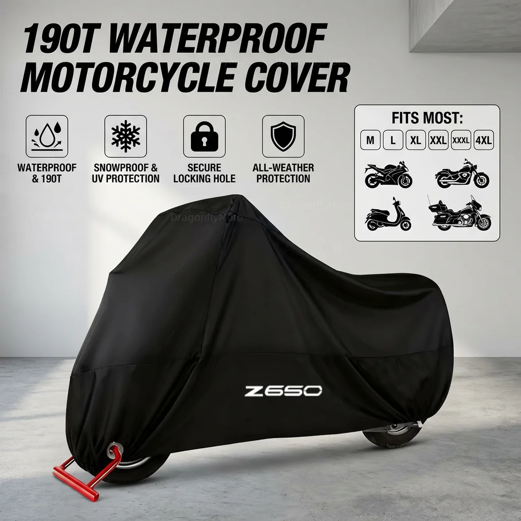 For KAWASAKI Z650 Z 650 2020 2019 2018 2017 190T Waterproof Motorcycle Covers Motors Dust Rain Snow UV Protector Cover Outdoor