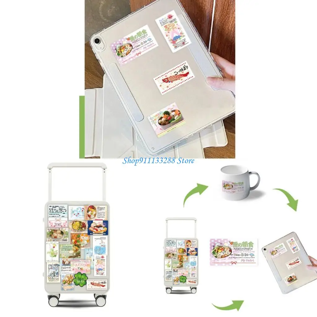 G88D 30 Sheets Retro Sticker Laptop Sticker Japanese Snacks Decal Decorative Sticker Scrapbooking Sticker for Water Bottle