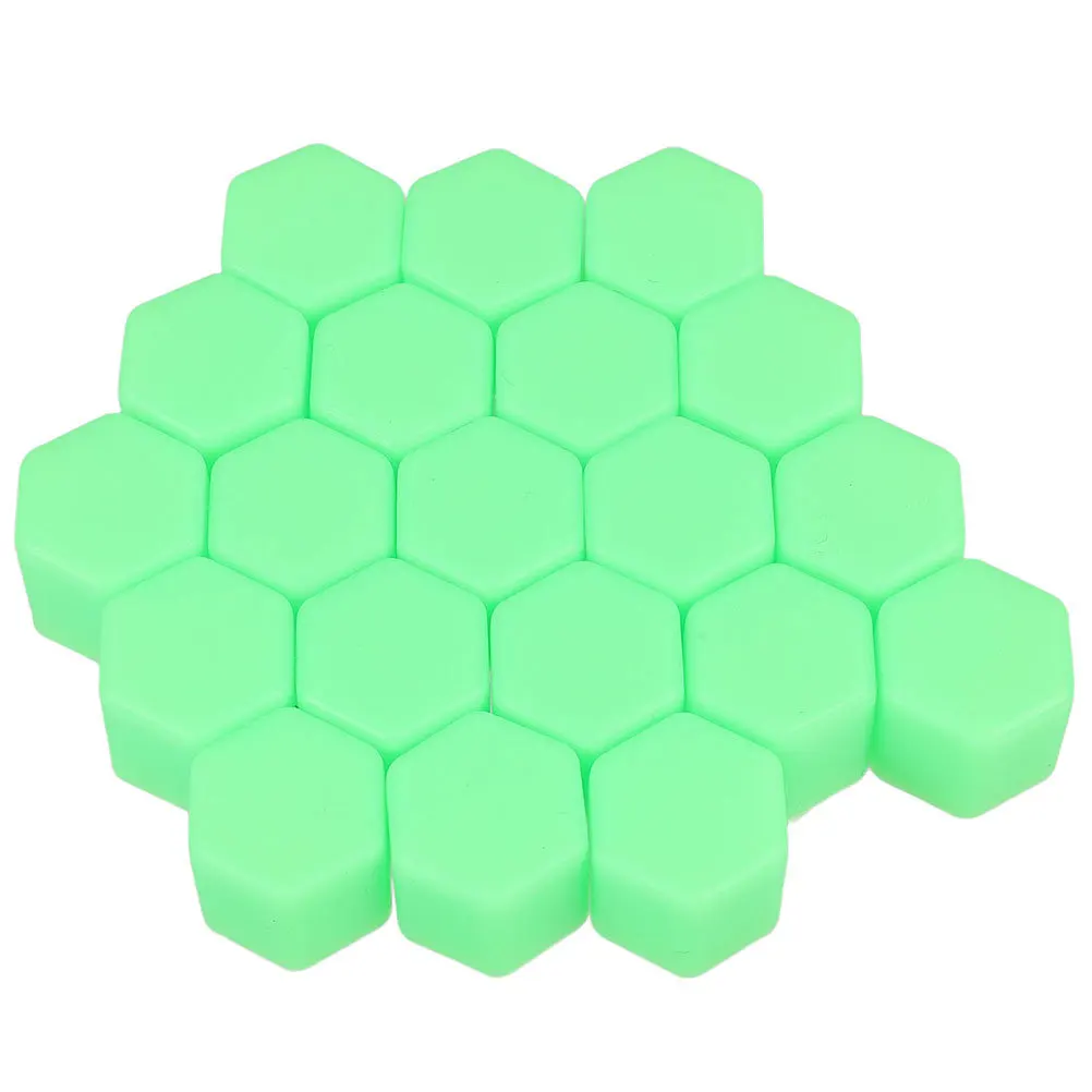 20 قطعة ليلة توهج العروة الجوز يغطي سيليكون عجلة السيارة العروة المكسرات حماية قبعات سداسية عجلة الجوز غطاء ل محور إطارات السيارة