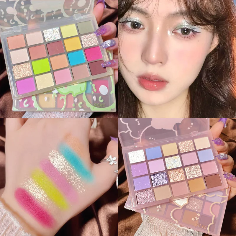 20 Color Eye Shadow Palette Cute Animals Green Purple Glitter Pearly Lasting Eyeshadow Pigment Korean Eyes Elves Makeup Palette