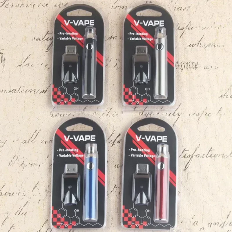 10 قطعة V Vape 650mah بطارية التسخين المسبق الجهد المتغير VV E السجائر Vape أقلام مع شاحن USB لعربات خراطيش الخيط 510
