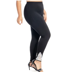 Modal Cotton Leggings XS-7XL For Women Large Size Tight Legins Lace Hollow Femme Jeggings 6XL 5XL White Black Purple Pink