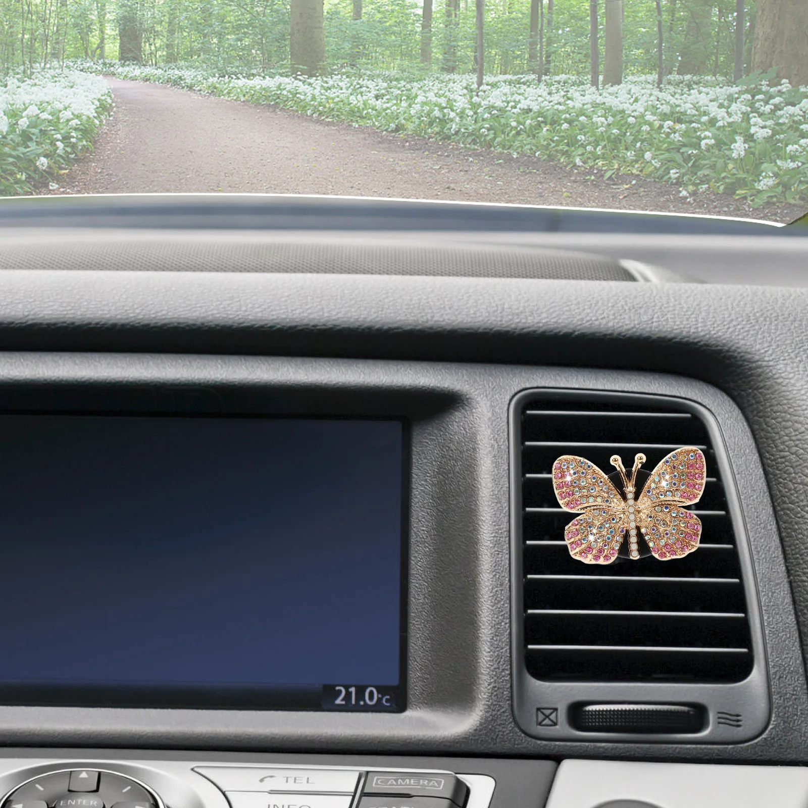 

Car Aromatherapy Clip Sparkling Rhinestone Air Vent Freshener Portable Elegant Interior Decor