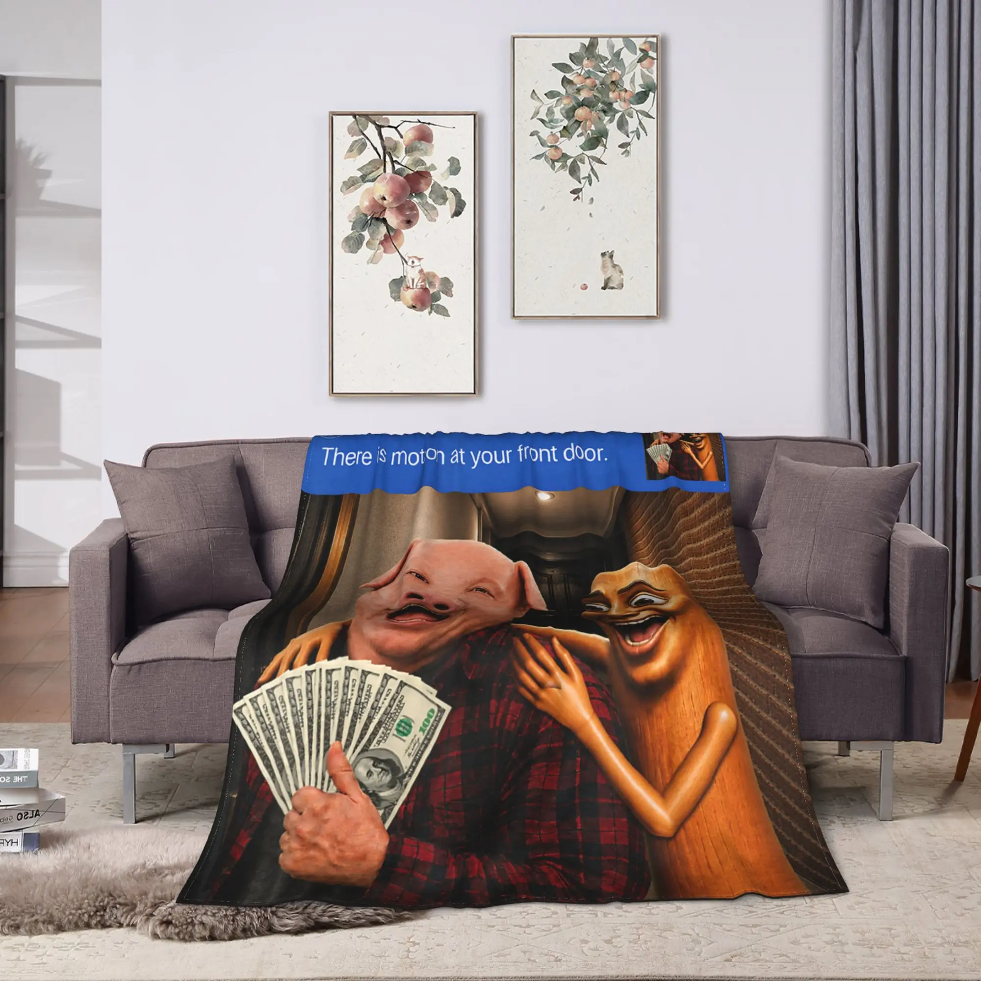 There is Motion at Your Front Door Tung Sahur John Pork Meme Blankets Soft  Bedding Throws Winter Office Sofa Home Bedspread