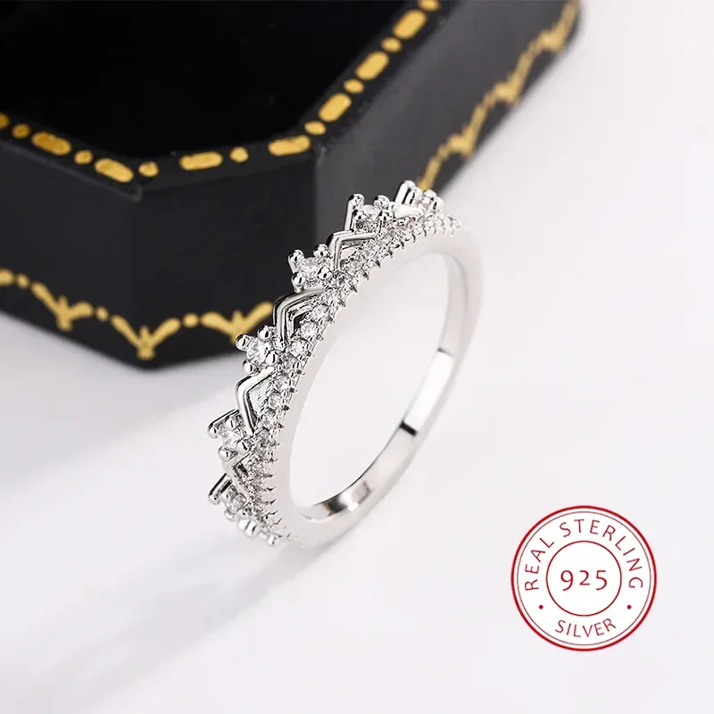 New 925 Silver Exquisite Strip Zircon Ring For Women Hollowed Out Full Of Diamond Jewelry Party Wedding Proposal Gift