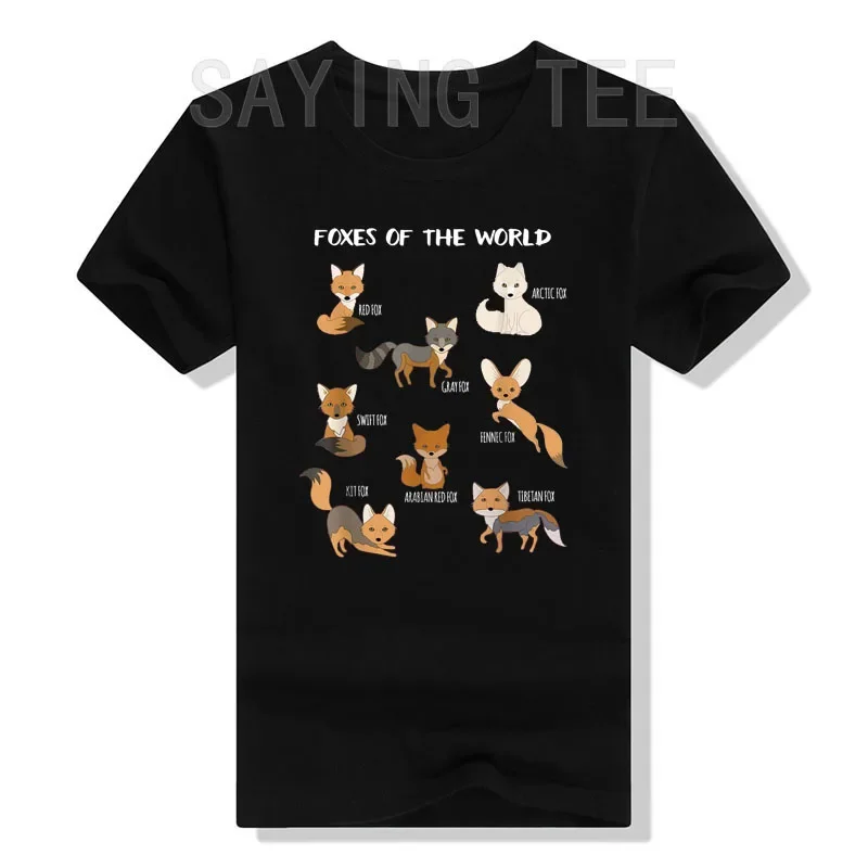 

Foxes of The World Funny Fox Animals Educational T Shirt Cute Types of Difference Foxes Graphic Tee Novelty Gift Lovely Outfits