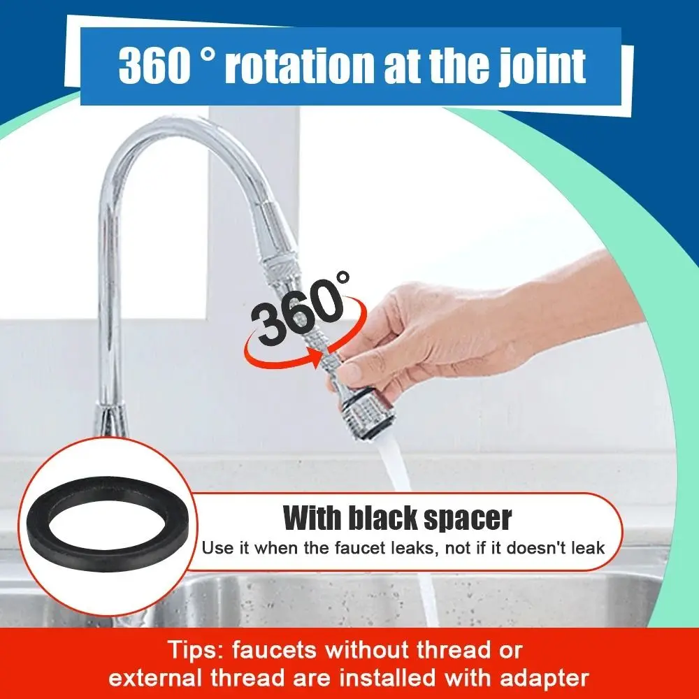 1Set Booster Nozzle Extender 360 Degree Faucet Anti Splash Head Universal Rotating Bubbler Bathroom Kitchen Tools Water Saver