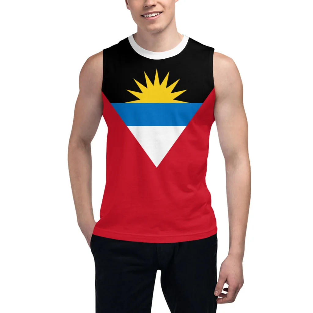 Sleeveless T-shirt Barbuda Flag 3D Men's Boys Tshirt Gyms Tank Tops Fitness Joggers Basketball Training Vest