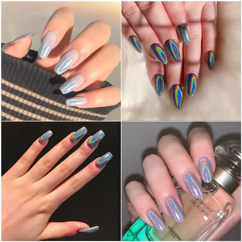 12Jars/set Holographic Glitter Nail Fine Powder 0.05mm Super Shinying Unicorn Rainbow Laser Powder DIY Mirror Manicure Powder