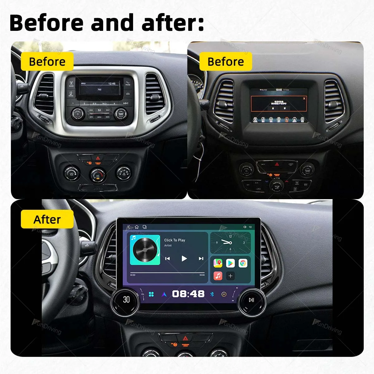 Android 2 Din Car Radio for JEEP Compass 2017 - 2020 Stereo GPS Navigation Multimedia Player Autoradio Audio Auto Head Unit WIFI