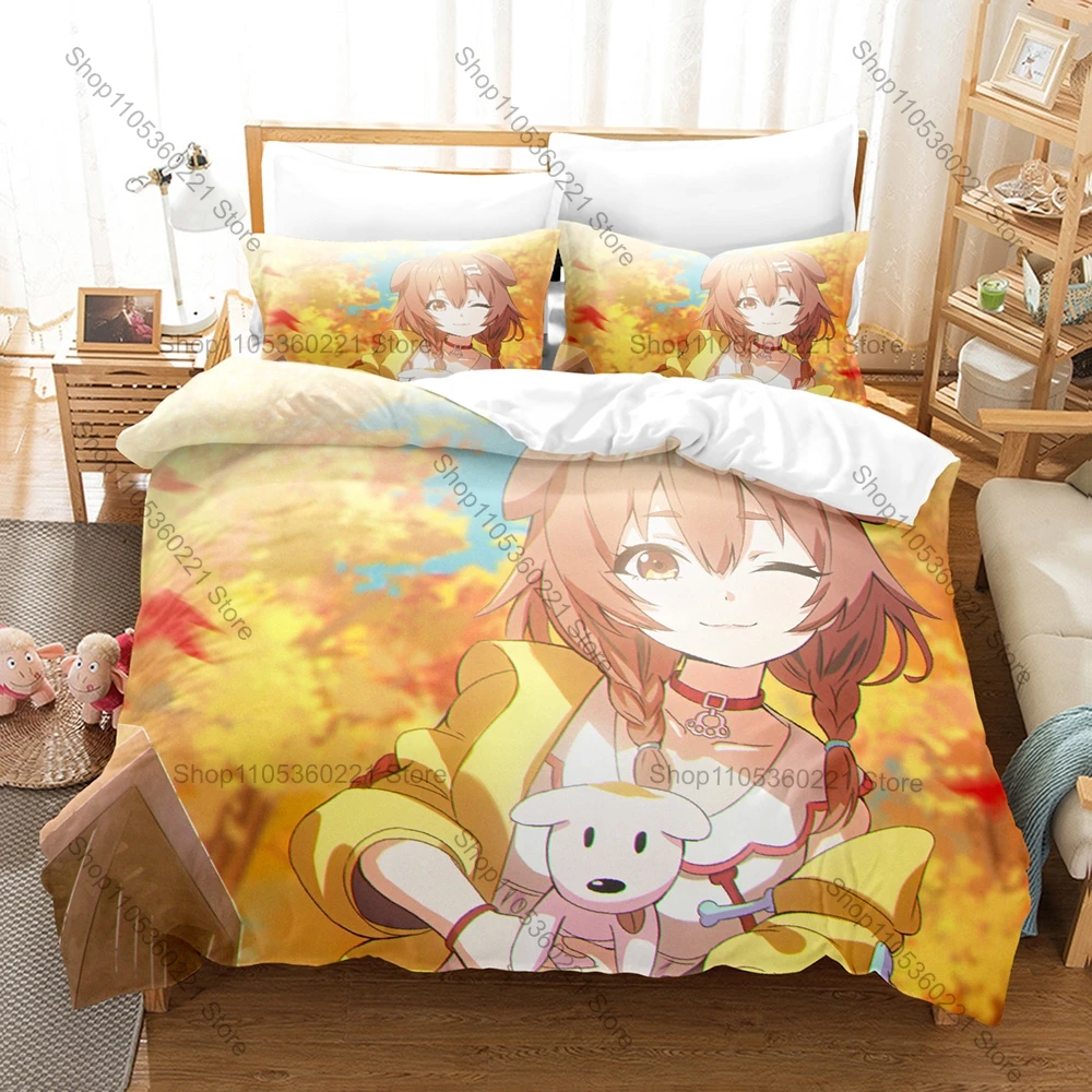 Personality Inugami Korone 3D Printed Bedding Set New Soft Microfiber Duvet Cover Set for Hololive Fans Bedroom