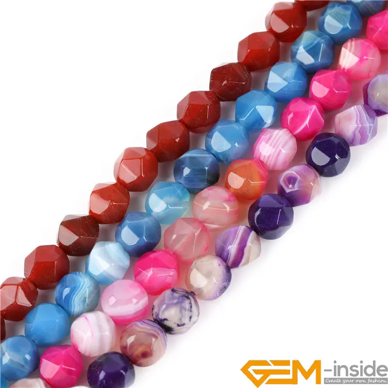 8mm Faceted Natural Agates Stone Beads For Cambay Jewelry Making Full 15 Inches Strand DIY Loose Necklace