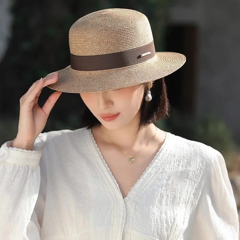 charn-kiond-collaborative-edition-women's-summer-sun-protection-hat-fashionable-british-style-straw-hat