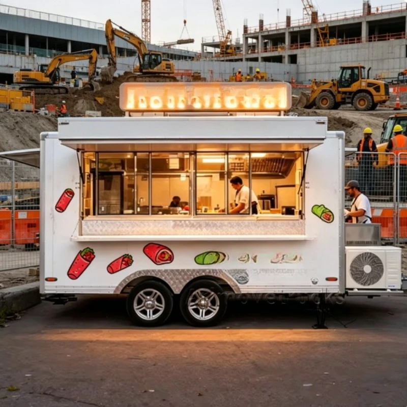 Commercial Mobile Food Truck Fully Equipped Ice Cream Food Trailer Truck Dessert Donuts Fast Food Trailer for Sale
