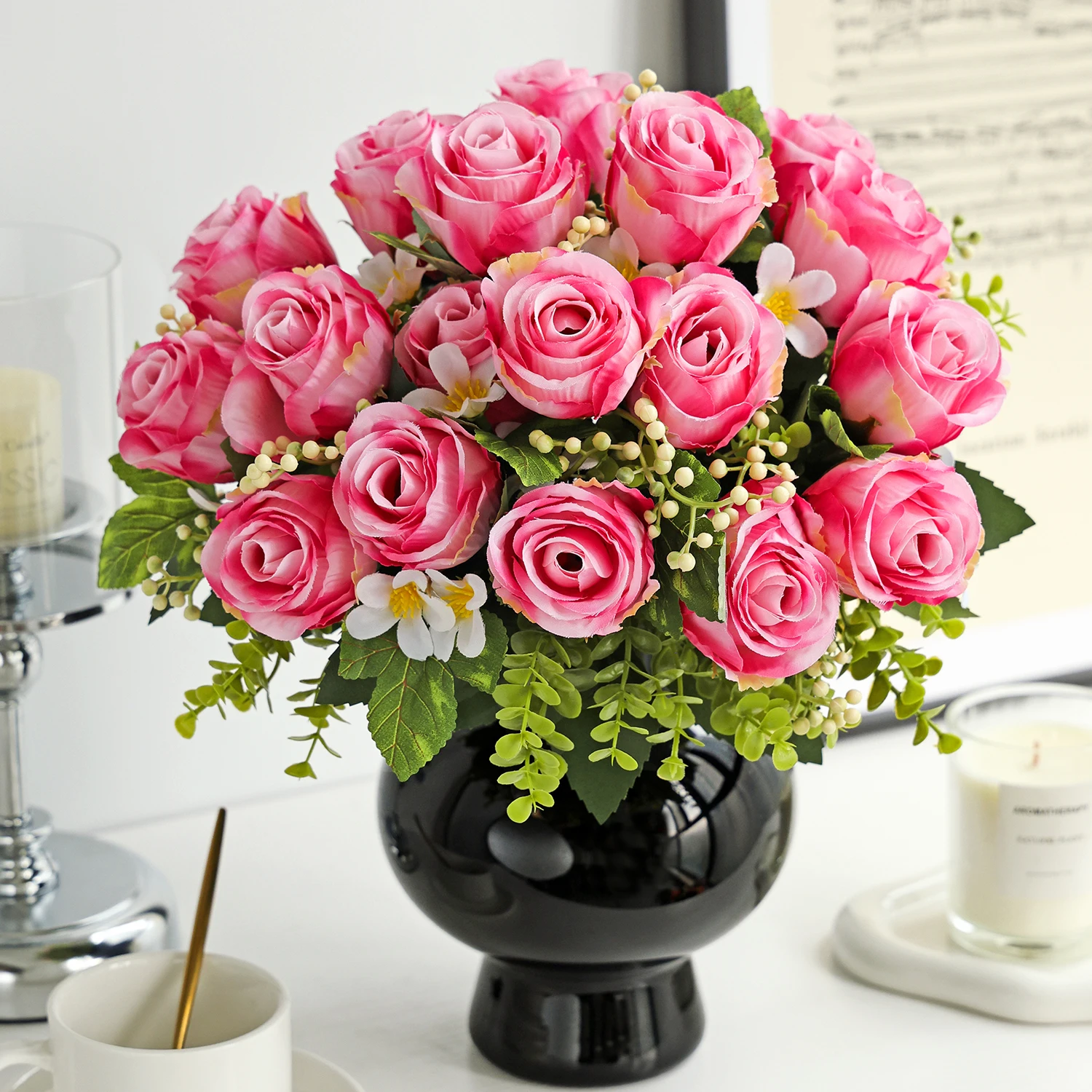 Künstliche Blumenknospen aus Seide für Zuhause, Zimmer, Tisch, Hochzeitskranz, Brautstrauß, Dekoration, Festival, Außenbereich, Hof, Garten, Vase, DIY-Geschenk, Requisite – Detail 4