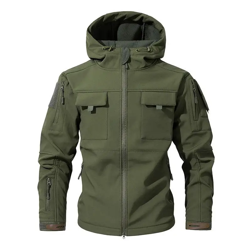 Soft Shell Assault Jacket Men Casual Jacket Multi Pocket Jacket Camouflage Skiing Mountaineering Suit Tactical Functional Jacket