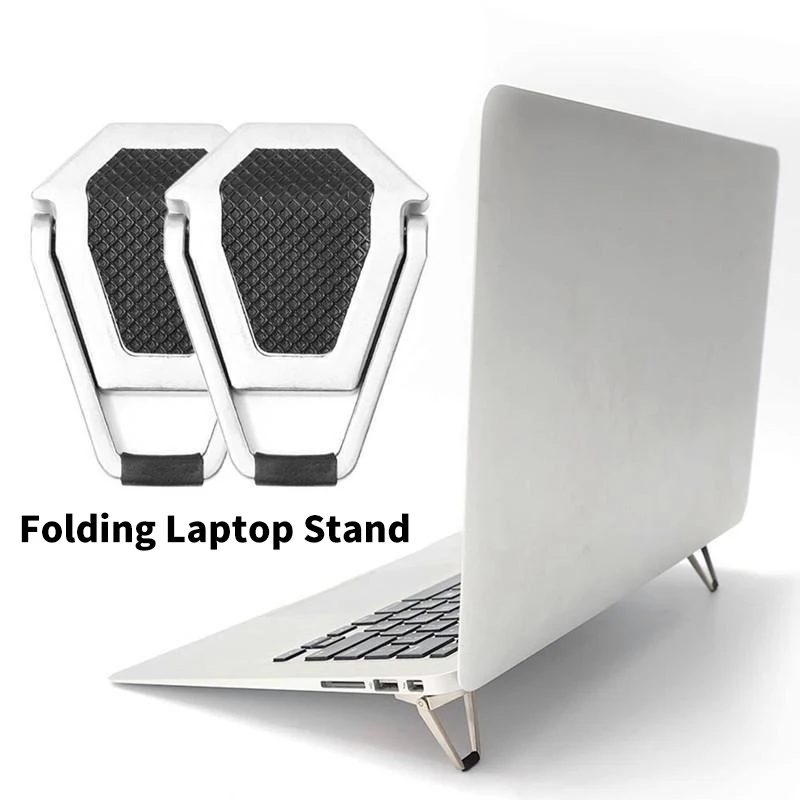 Mini suporte portátil de liga de alumínio, suporte Riser dobrável para MacBook, suporte para notebook, suporte de refrigeração, 2pcs