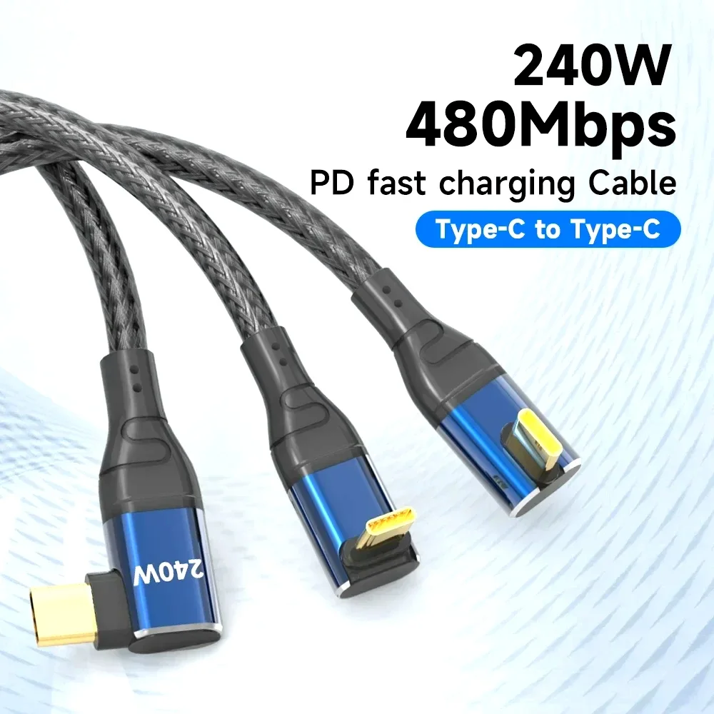 5A 240W PD Type C to USB C Charger Cable for MacBook Pro Elbow PD3.1 140W 100W QC4.0 Fast Charging Data Wire for Samsung Huawei - view 2