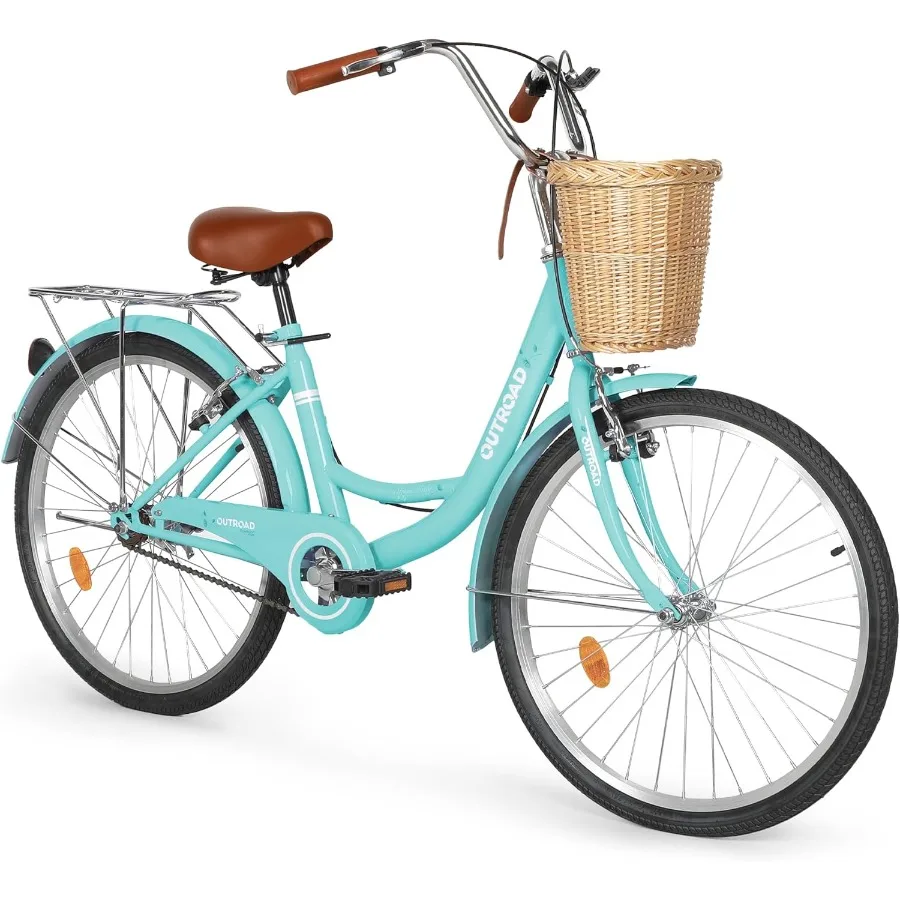 

Outroad Beach Cruiser Bike 24/26 inch Commuter Bicycle for Adult Men and Women High-Carbon Steel Comfortable City Bikes with Re