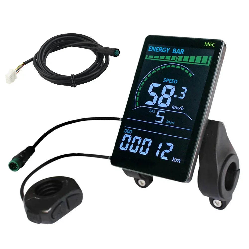 ELectric Bike Large Colorful Screen TFT Display M6C For E-bike Scooter Bicycle Bicycle Odometer Speedometer Indicator	 New