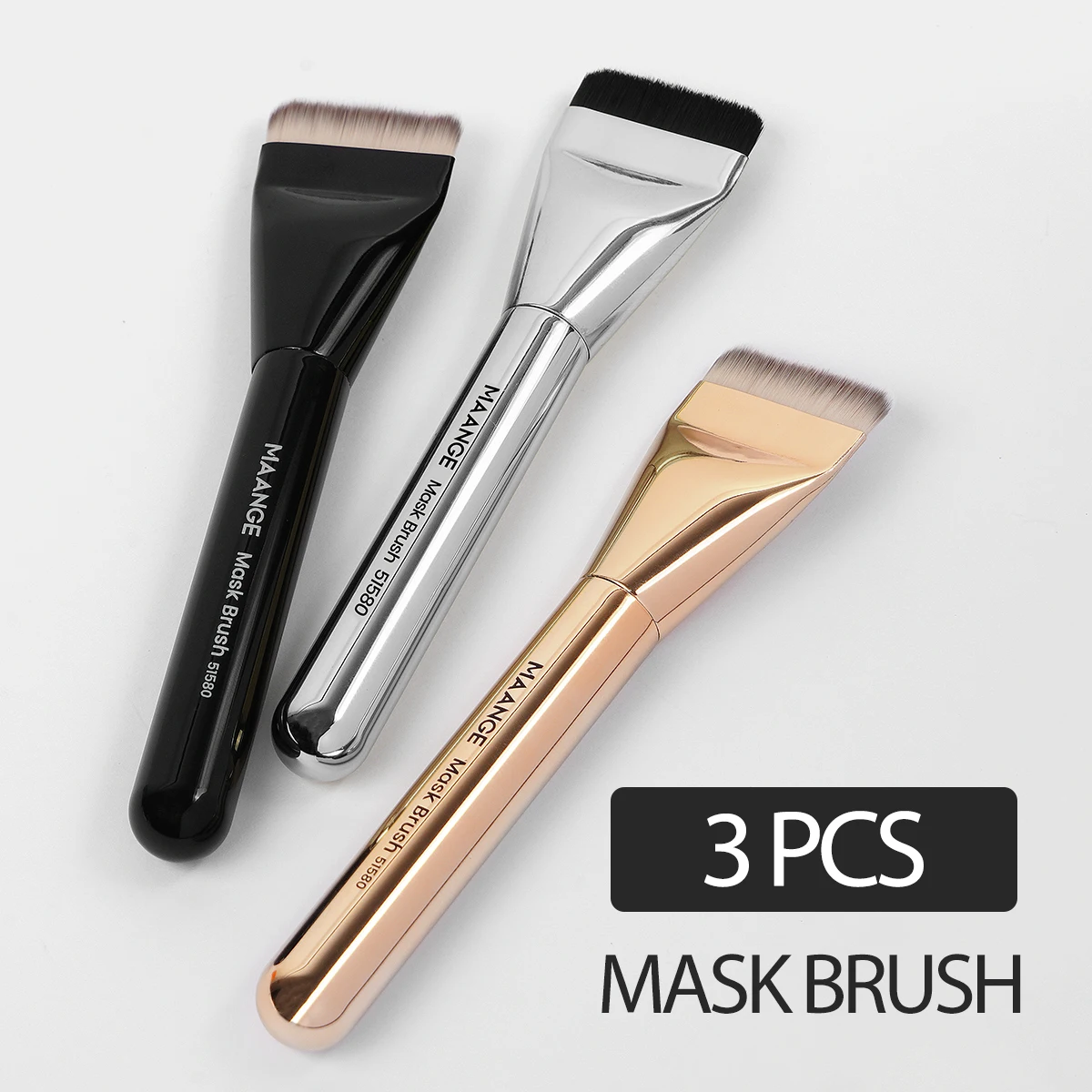 MAANGE 3PCS Ultra Thin Foundation Brush Face Contour Brush Flat Contour Brush Blending Liquid Cream Loose Powder Makeup Brushes