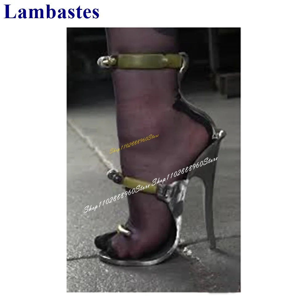 Sexy Metal Decor Stylish Sandals Stilettos High Heel Shoes For Women Buckle Strap Open Toe 2024 Fashionable Zapatos Para Mujere