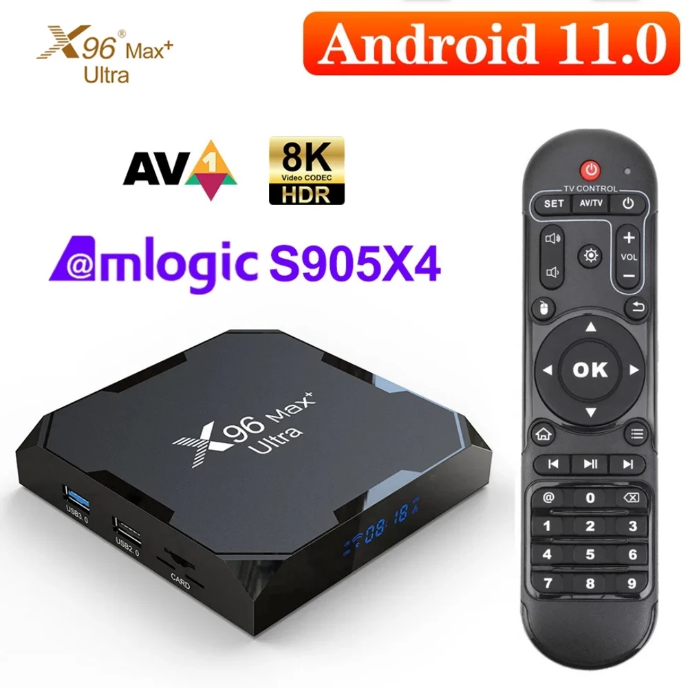 X96Max Plus Ultra TV Box Android 11 Amlogic S905X4 4GB/32GB 4GB/64GB TV BOX AV1 8K Wifi BT X96 Max Odtwarzacz Multimedialny TV Set Top Box